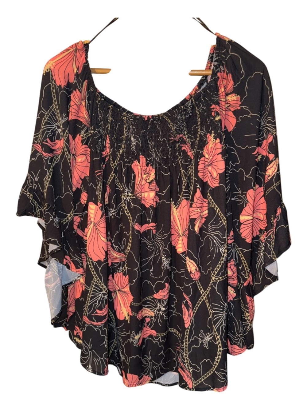 NWT Missing Polynesia Peta Hawaii Hibiscus Top S/M